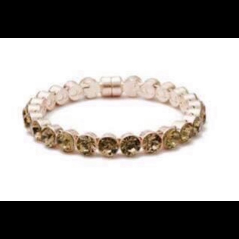 PlunderDesign champagne rhinestones set in silver bangle bracelet